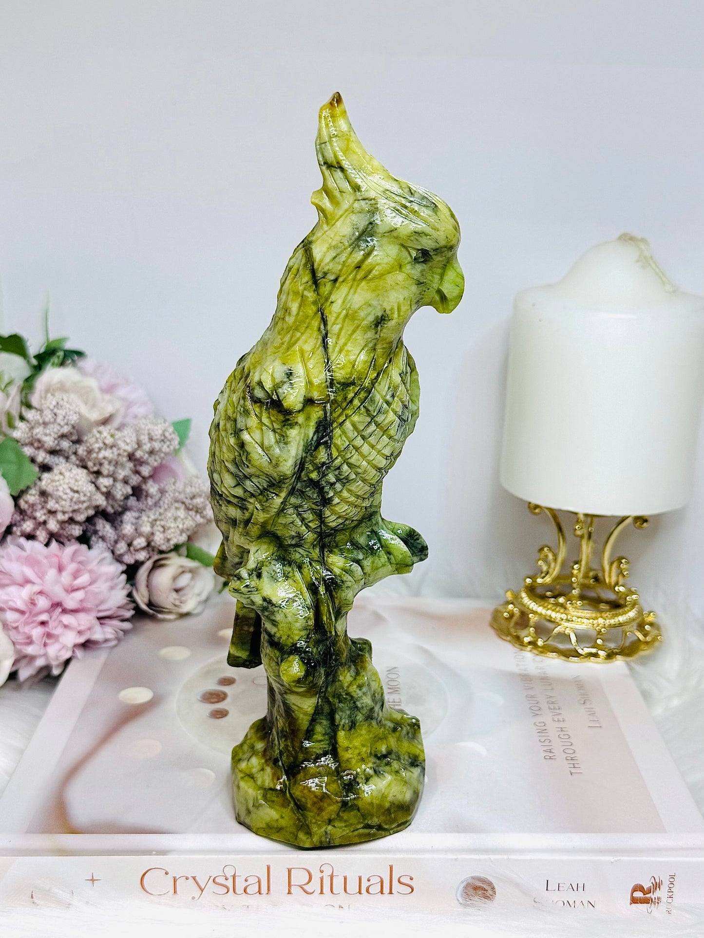 Large Chunky Jade Carved Parrot (Bird) 20.5cm 820g