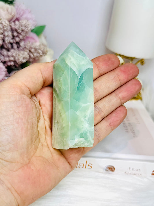 Pistachio Calcite Tower (Chip at bottom) 9cm