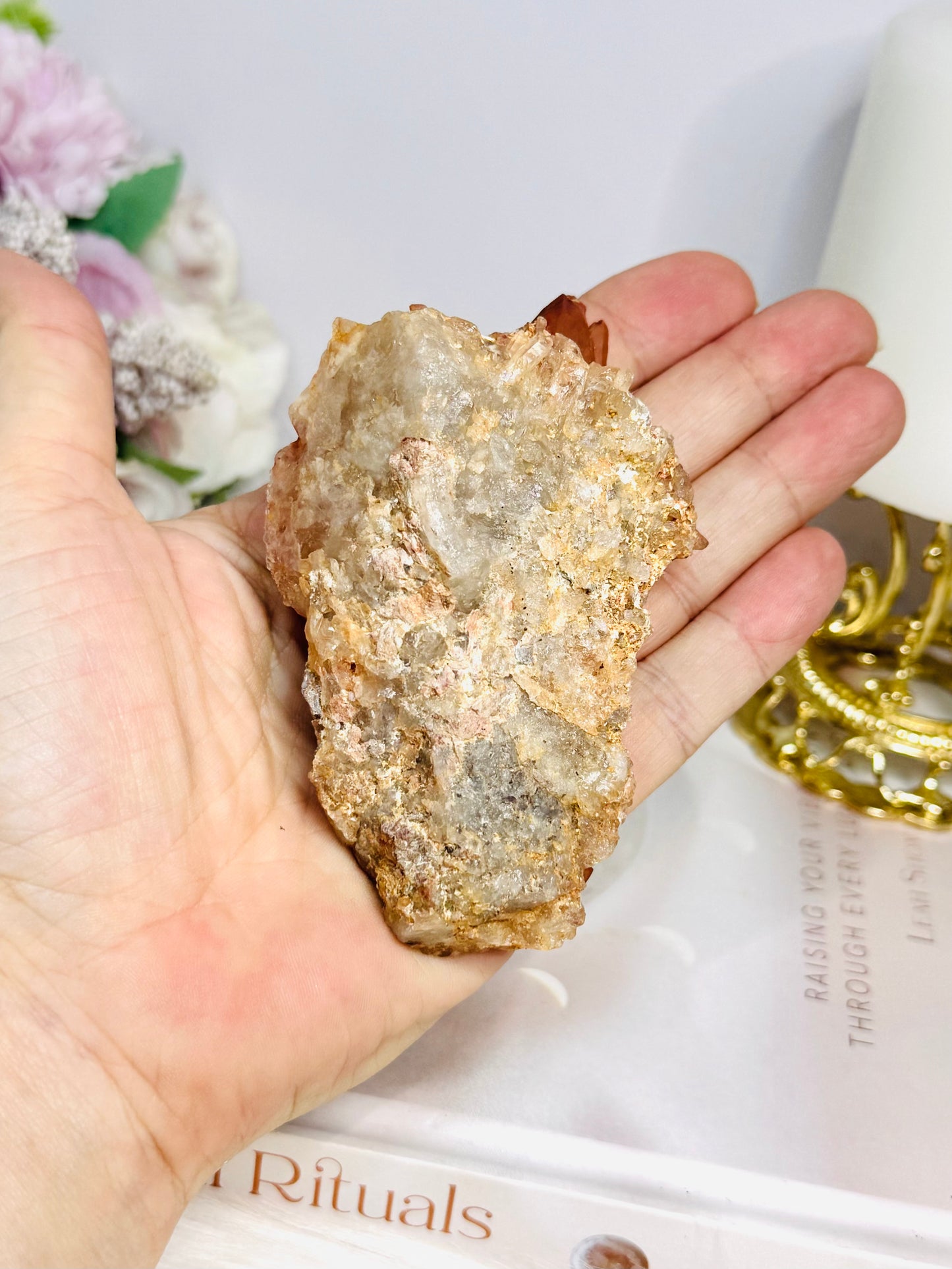 Natural Tangerine Quartz Cluster Specimen 9.5cm