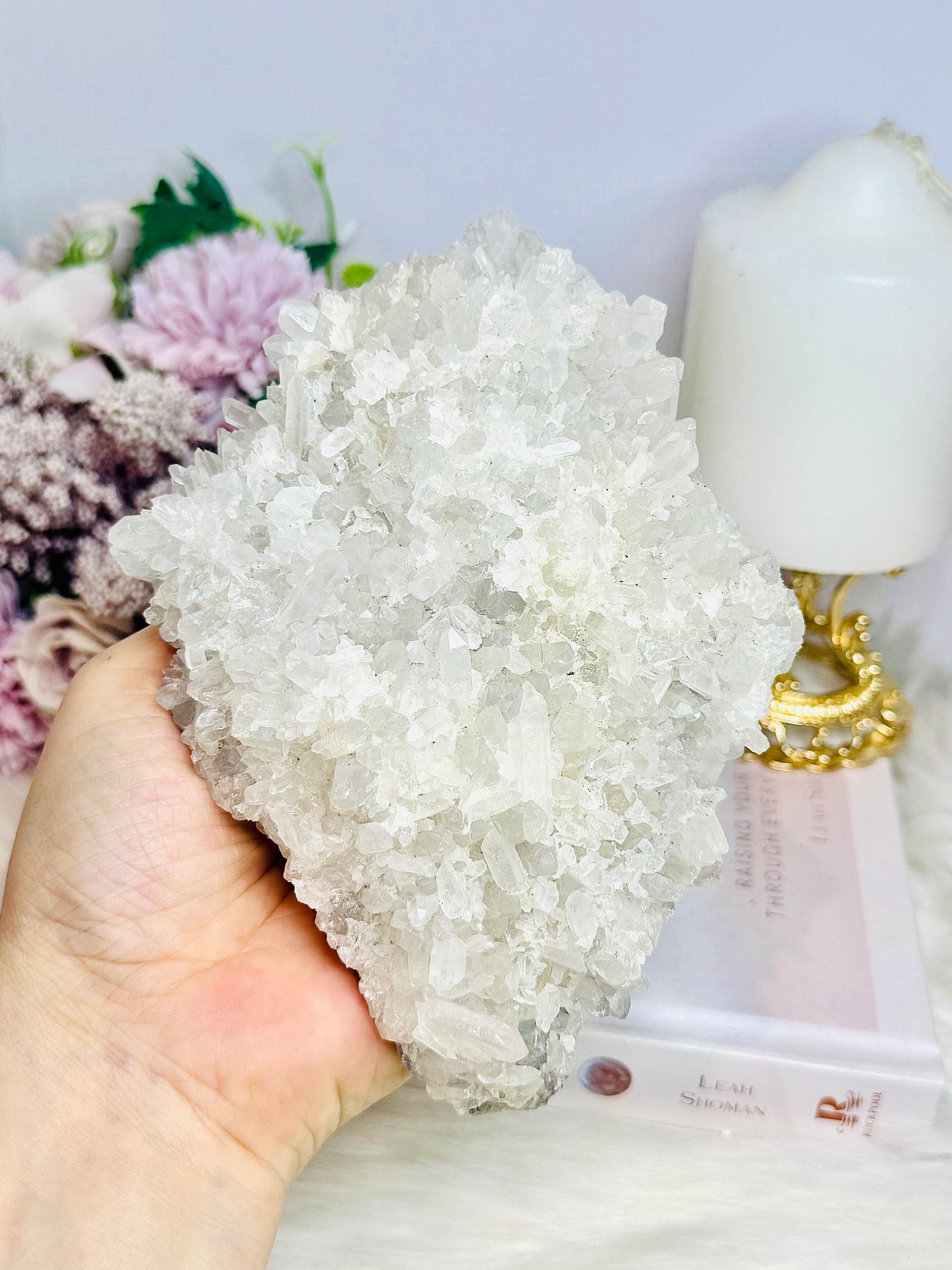 Large Clear Quartz Natural Cluster Specimen 519g