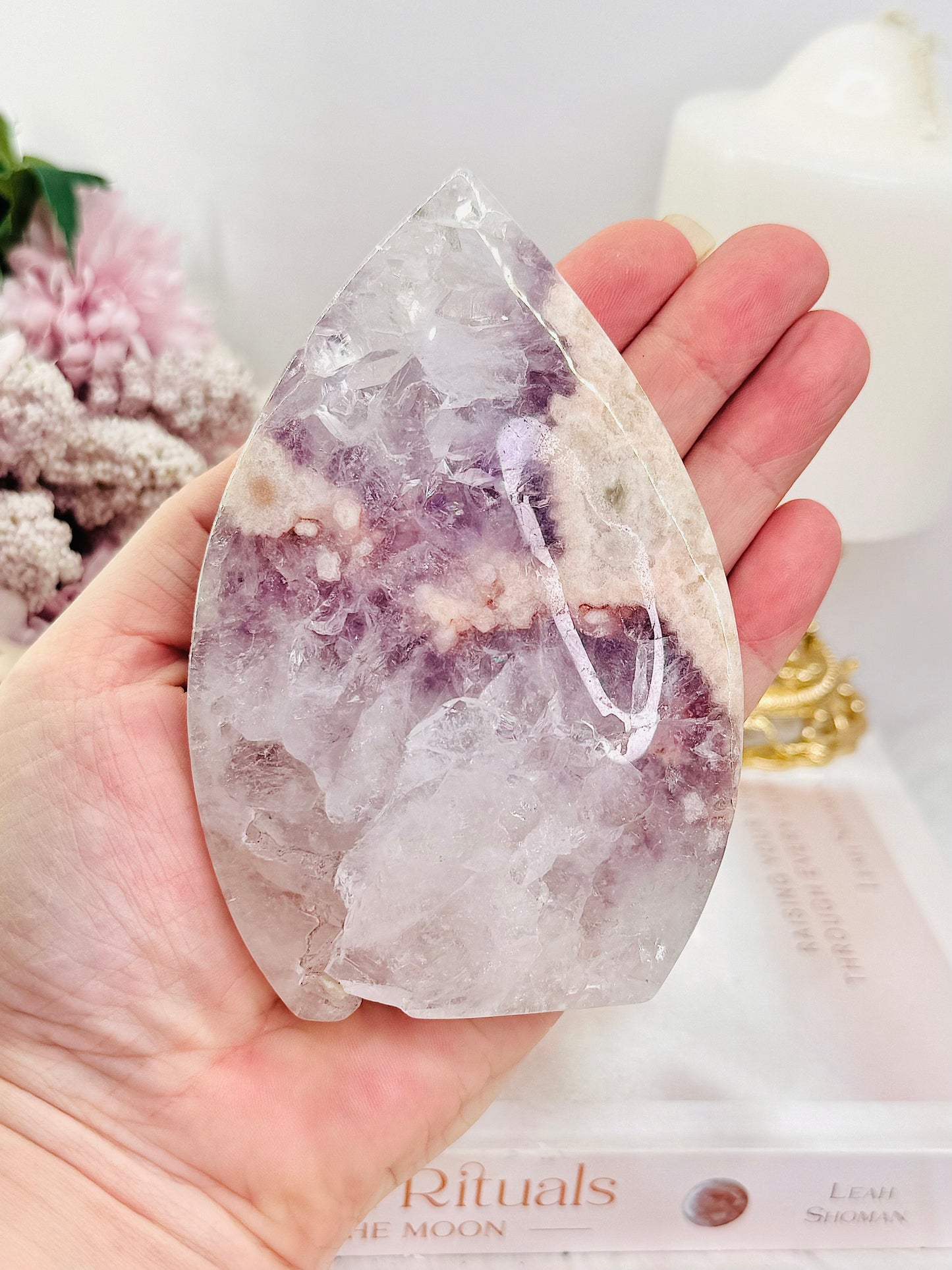 Incredible Large Chunky 12cm Druzy Pink Amethyst Freeform | Flame From Brazil