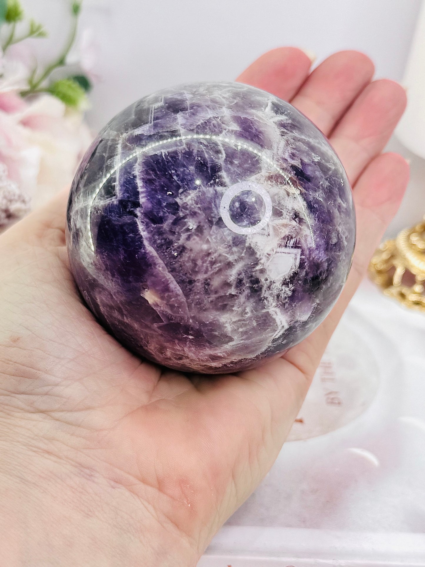 Large 500gram Chevron | Dream Amethyst Sphere on Stand