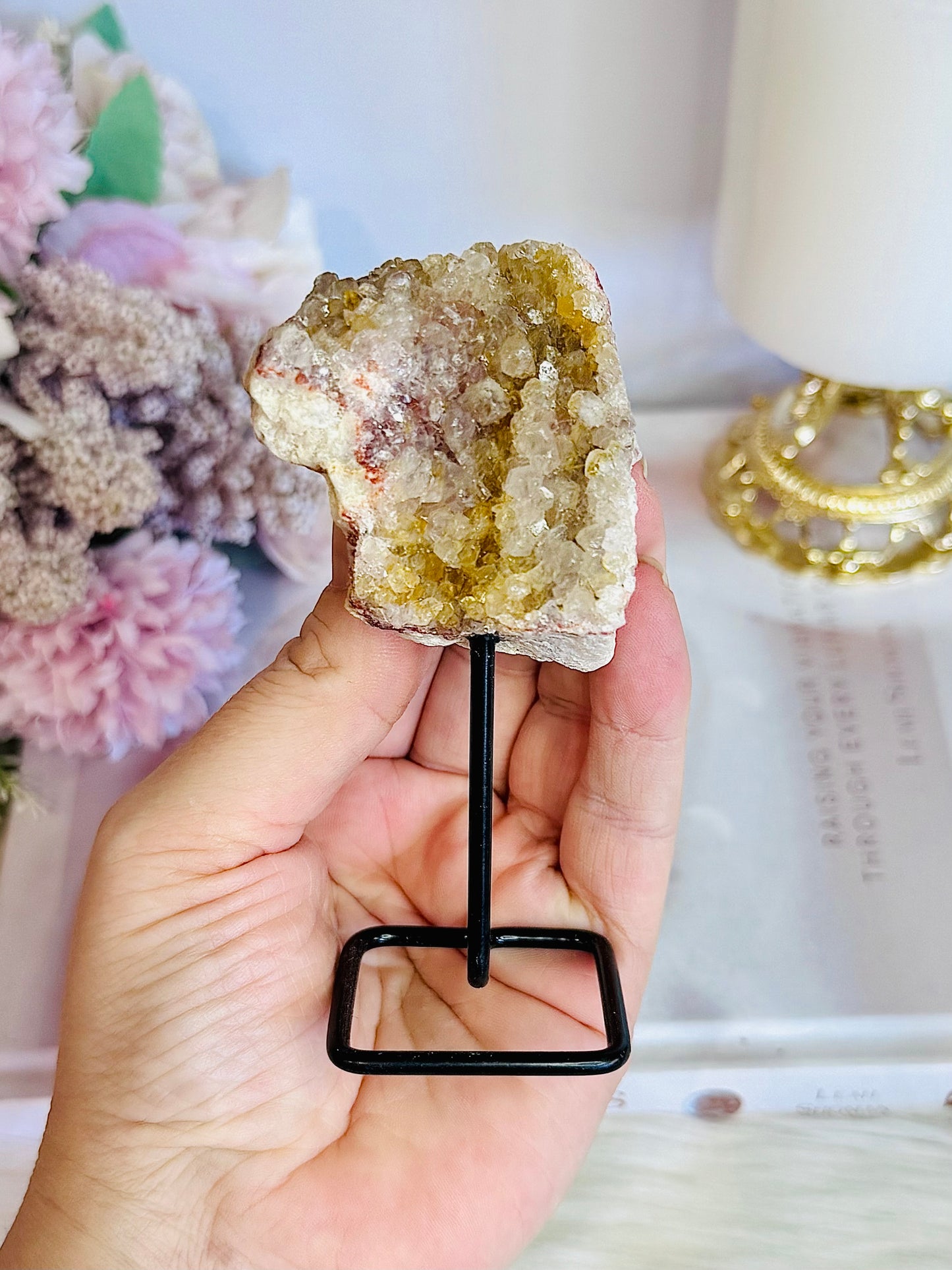 Druzy Pink Amethyst Geode On Stand 10cm
