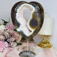 Agate Druzy Carved Heart Wings on Stand 20cm