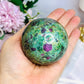 Large Ruby In Fuchsite Sphere UV Reactive On Stand 399g