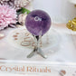 High Grade Amethyst Phantom Sphere on Stand 90g