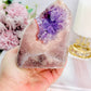 Absolutely FABULOUS 807gram Pink Amethyst X Amethyst High Grade Druzy Freeform From Brazil