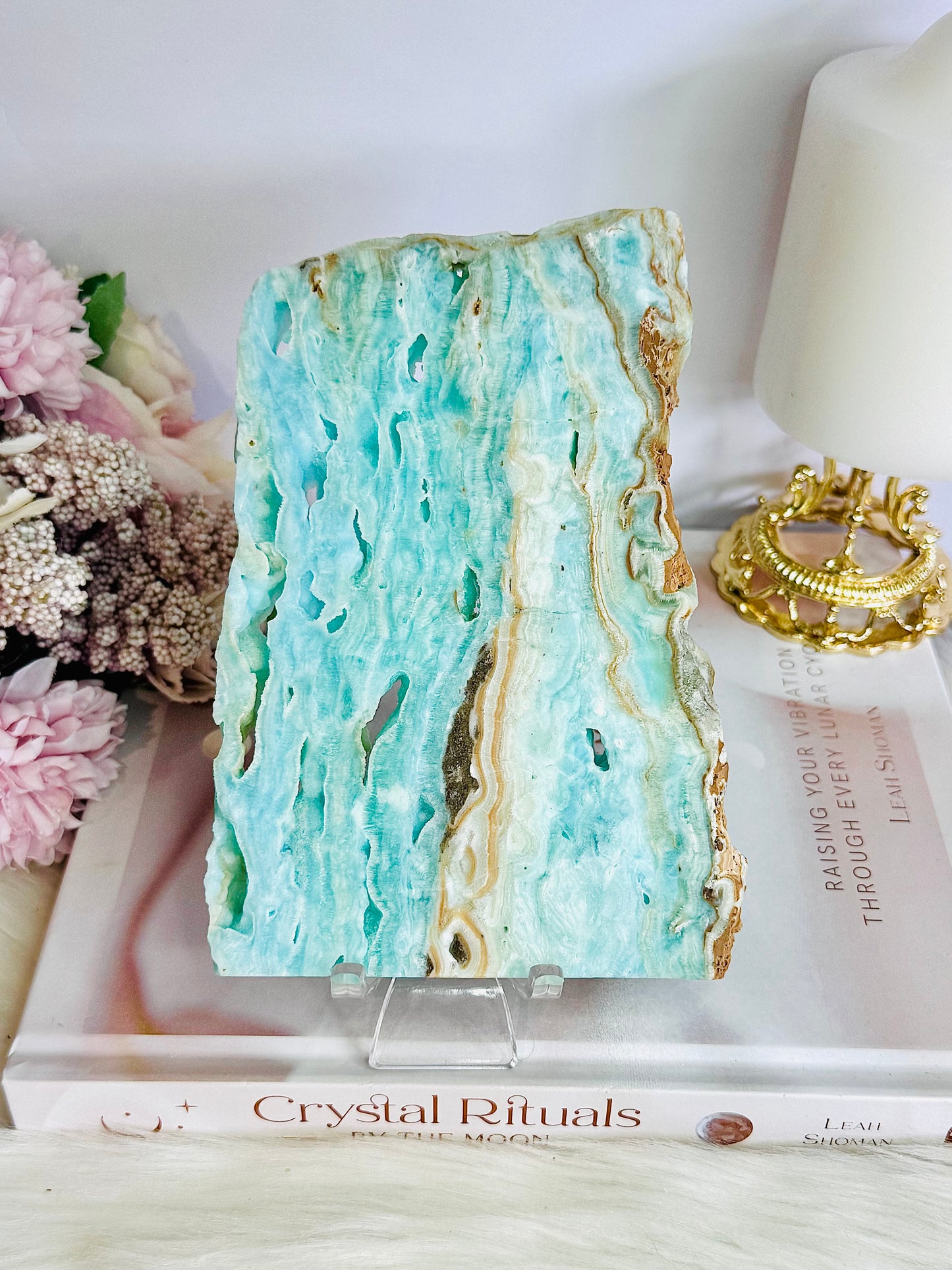 High Grade Incredible 15.5cm x 11cm Natural Blue Aragonite Slab