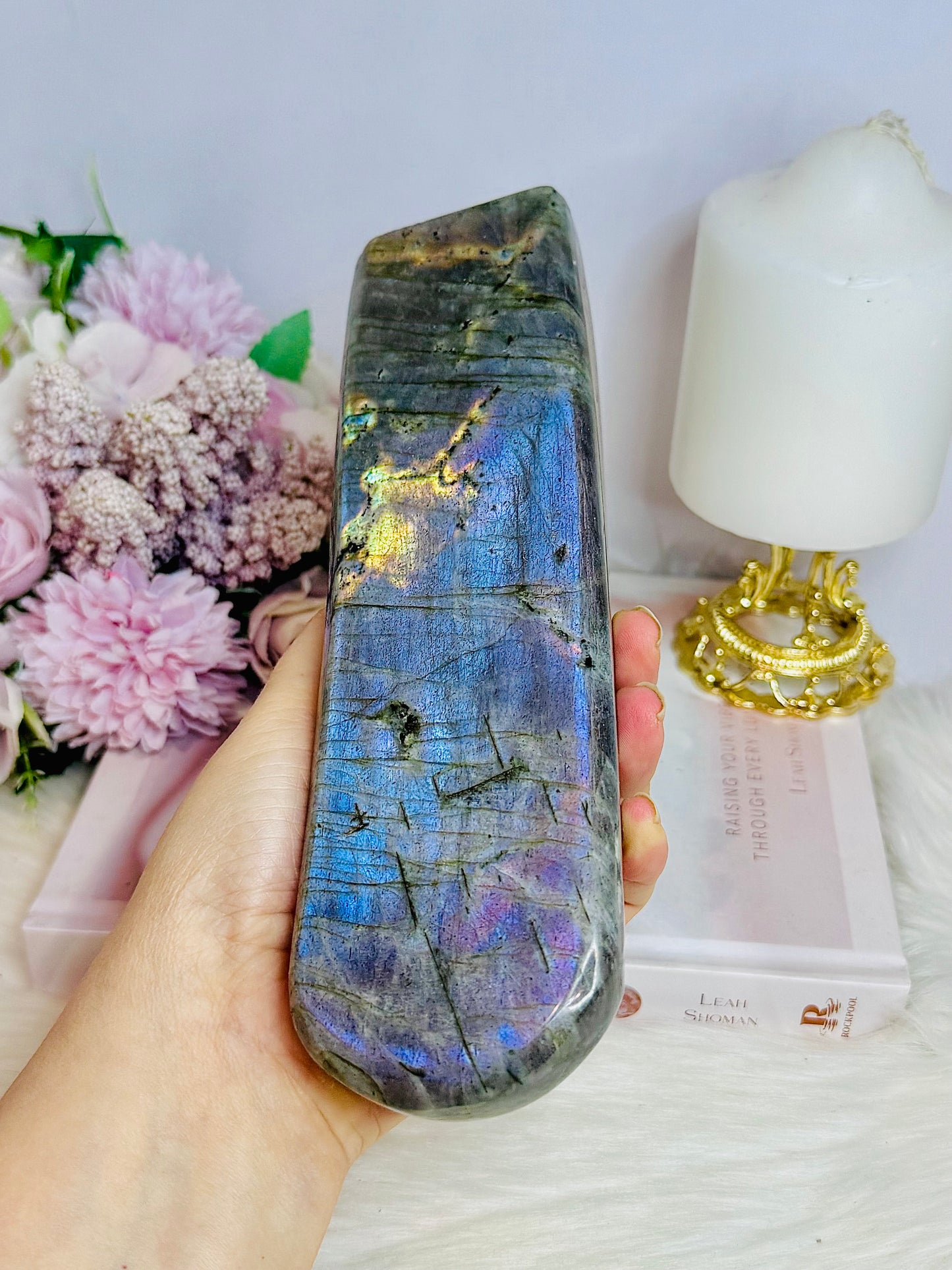 Large Labradorite Freeform With Pink & Purple Flash 21cm 1.18KG