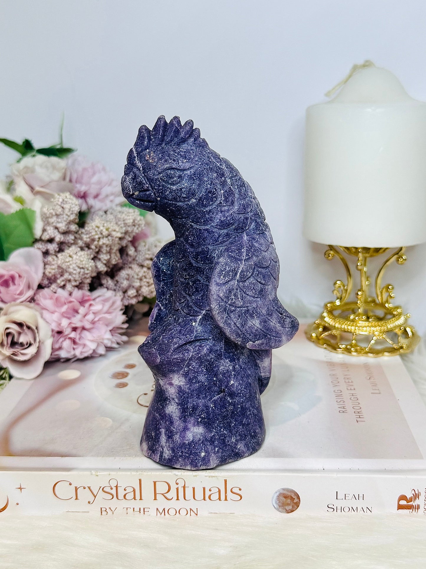 Lepidolite Carved Parrot | Bird Large 14cm 588g