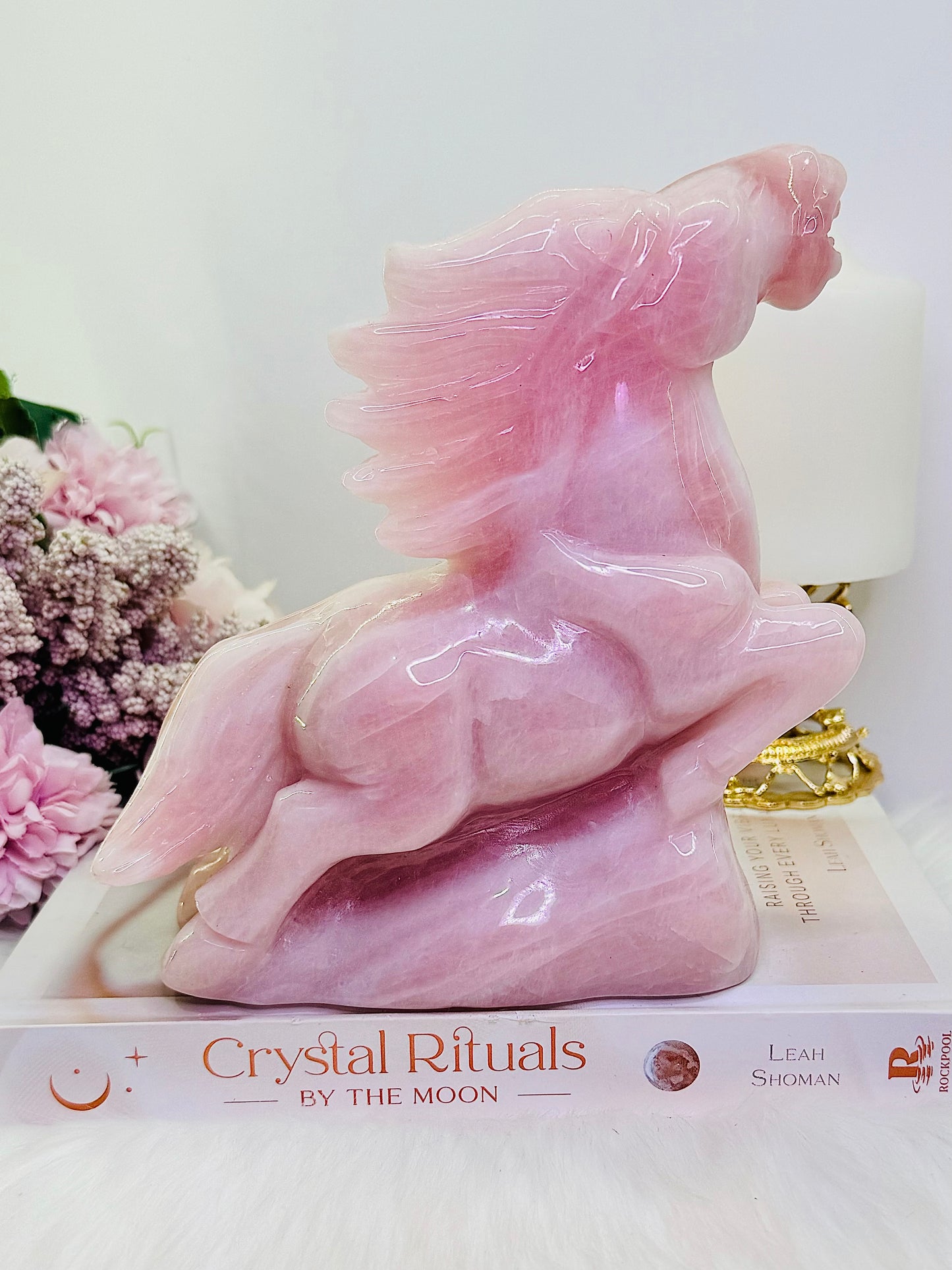 Spectacular & Fabulous Huge 1.38KG Rose Quartz Perfectly Carved Stunning Horse