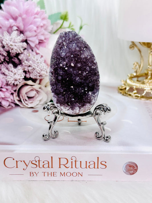 Sparkling & Fabulous Druzy Amethyst Egg On Stand