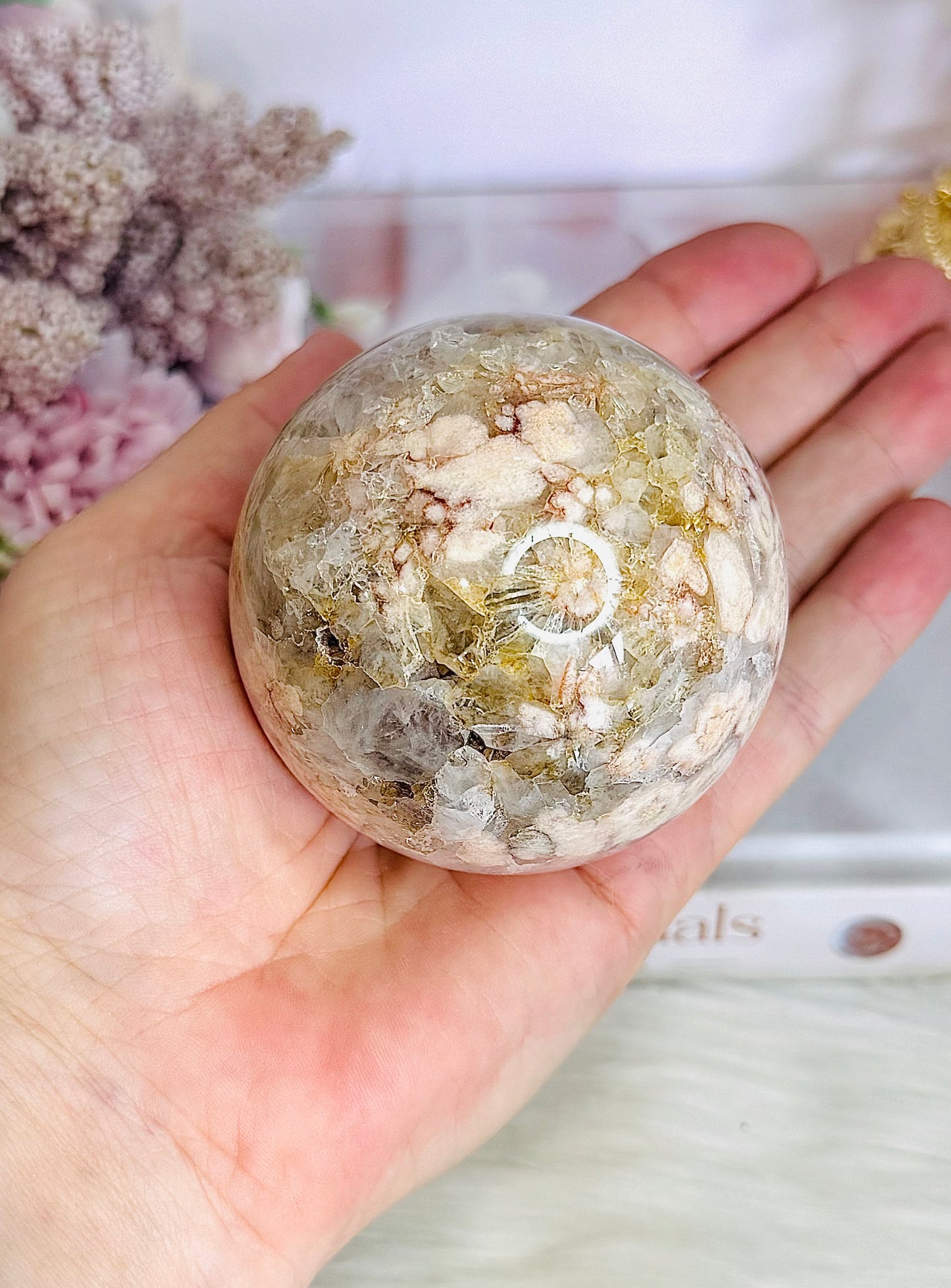 Absolutely Stunning Pink Amethyst X Flower Agate Druzy Sphere on Stand 362grams