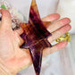 Incredible Large Natural Fluorite Carved Polaris Star On Stand 25.5cm