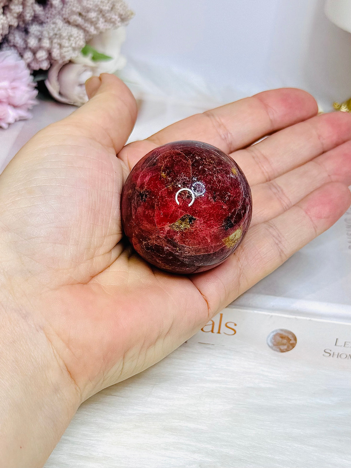 High Grade Rhodonite Sphere On Stand 168g