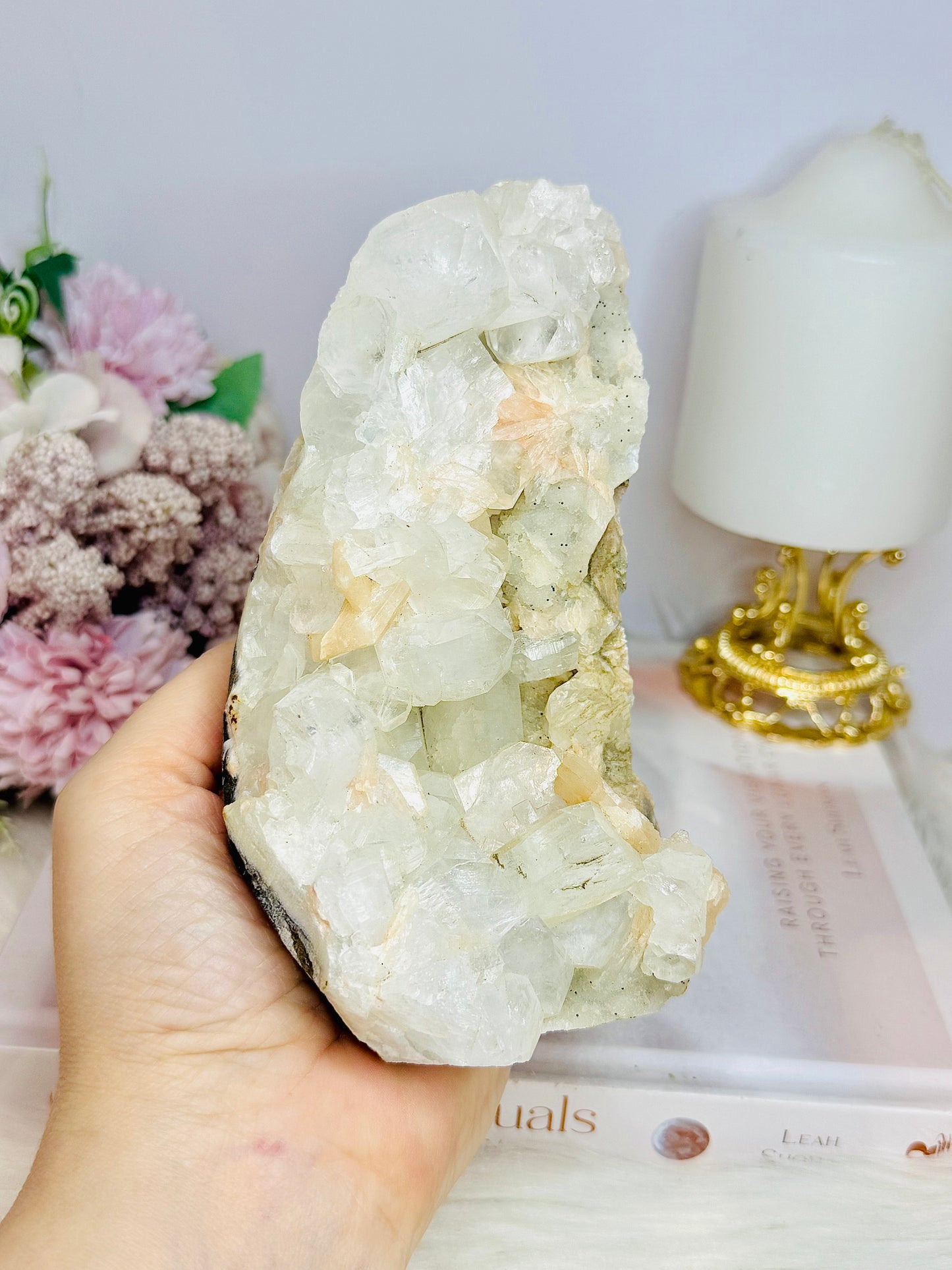 Natural Apophyllite with Stilbite Freeform Cluster 15cm 730g