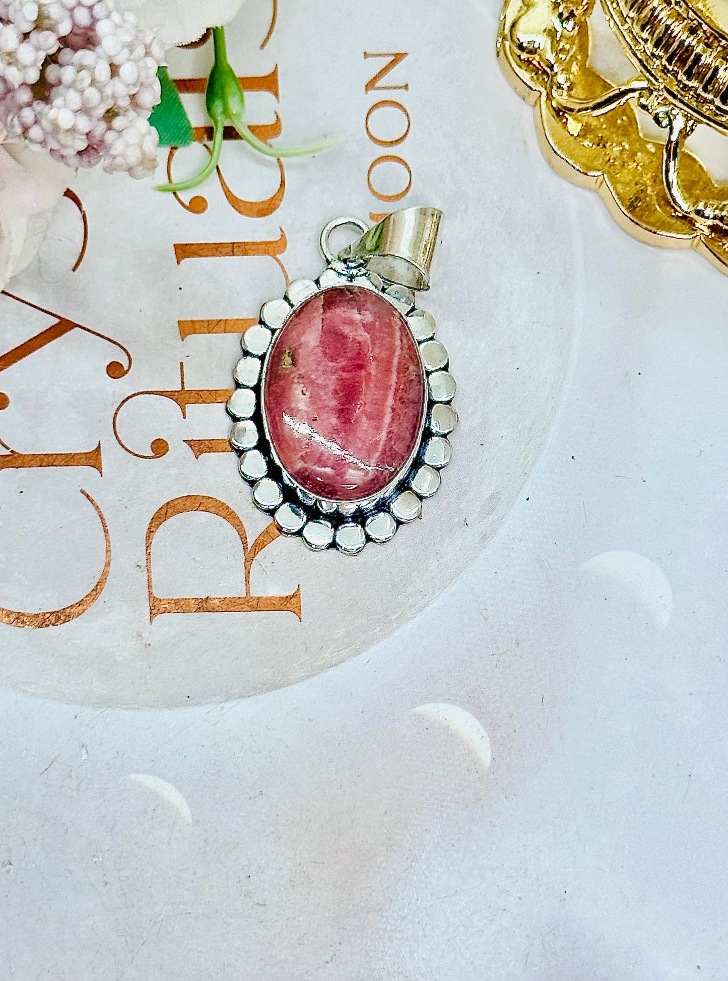 Absolutely Stunning Large Rhodochrosite Pendant In Gift Bag