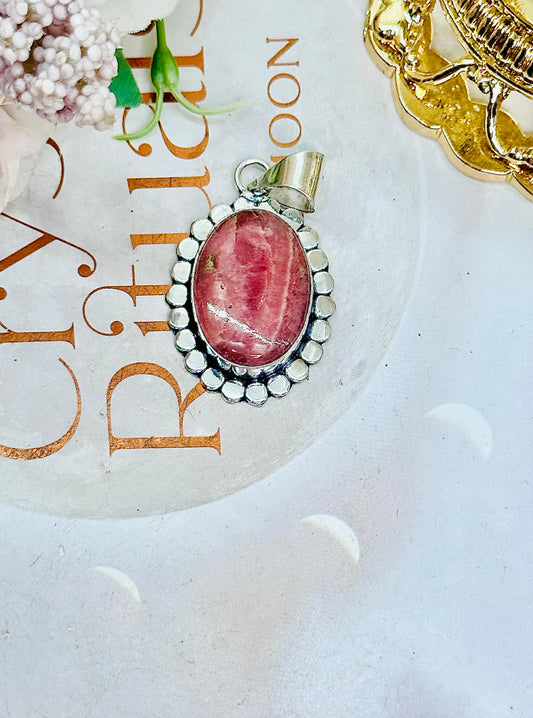 Absolutely Stunning Large Rhodochrosite Pendant In Gift Bag