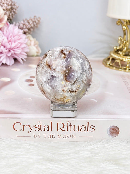 Druzy Flower Agate Sphere On Stand 183g