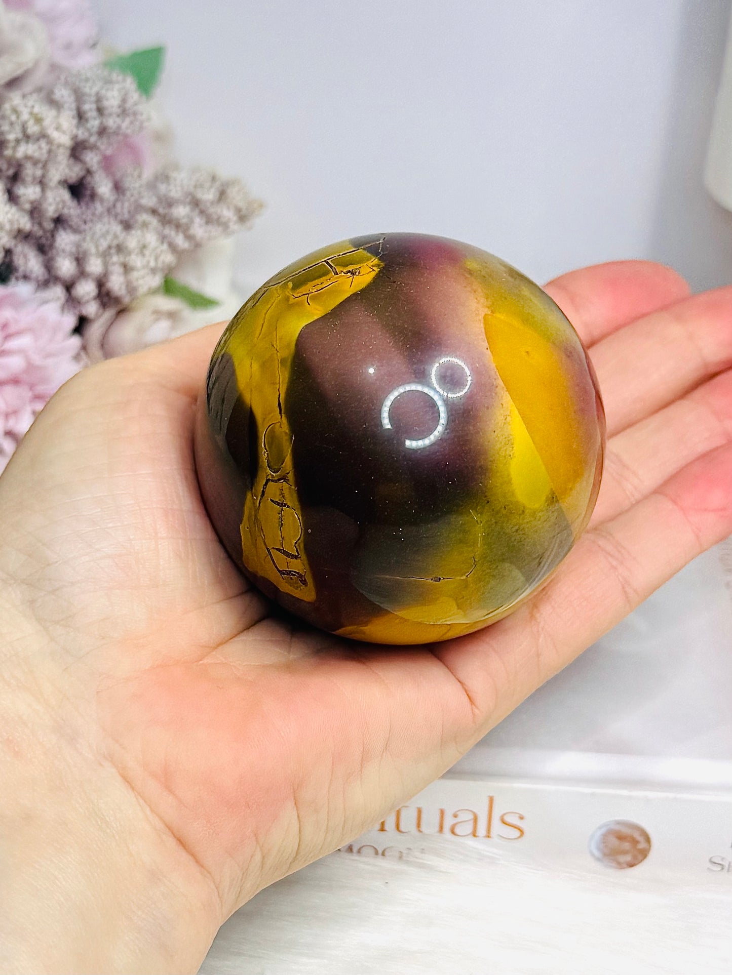 Large Mookaite Jasper Sphere on Stand 371g