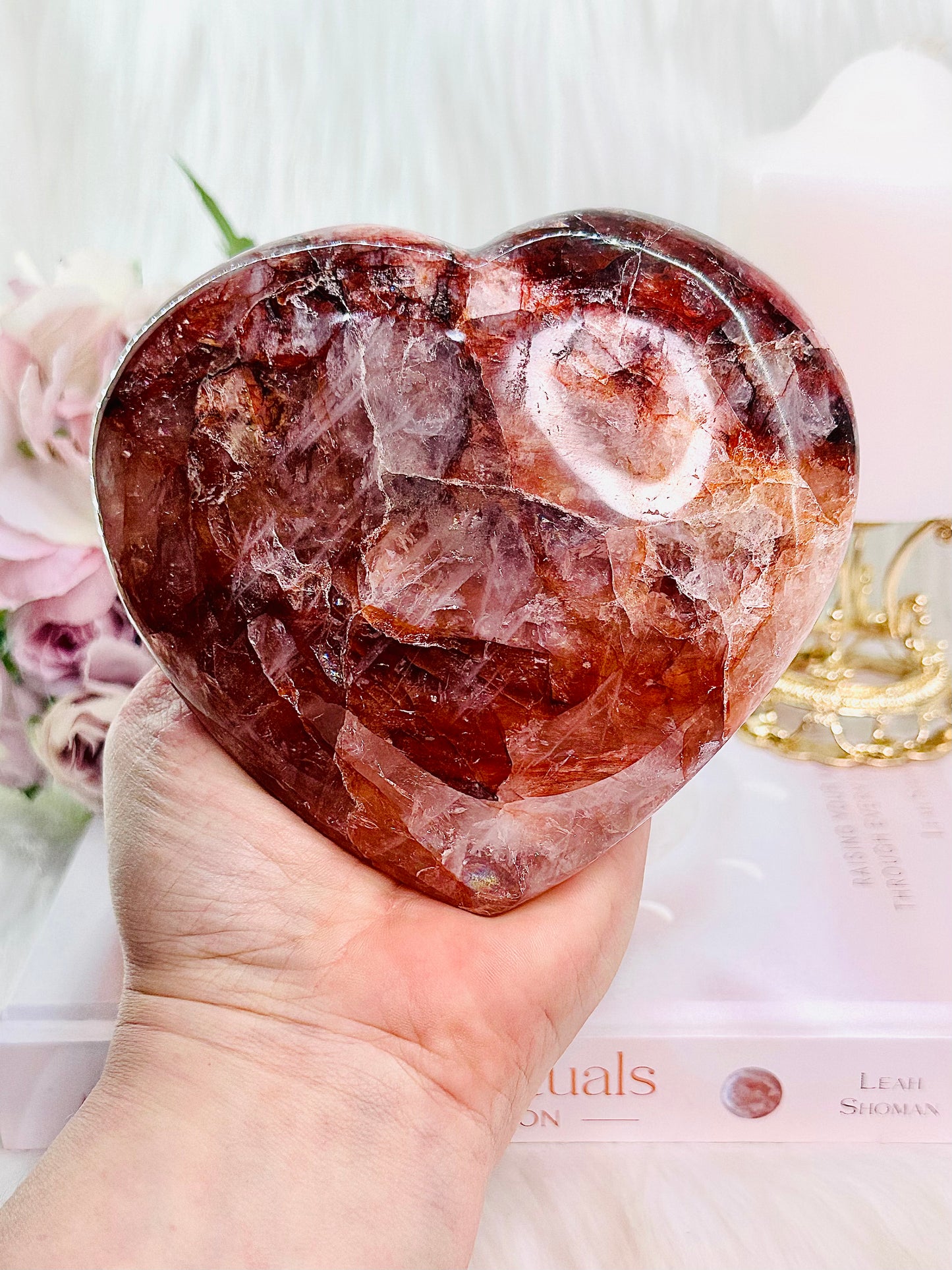 ⚜️ SALE ⚜️ Magical Huge 856gram Perfectly Carved Fire Quartz Puffy Heart ~ A Magnificent Piece