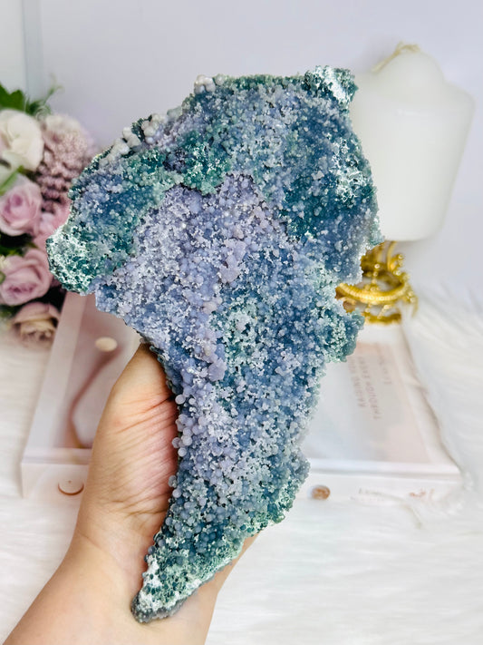 Large Natural Grape Agate Slab | Freeform Specimen on Stand 21cm