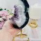 Large 20cm 1.1KG Natural Amethyst Agate Cluster Freeform on Gold Stand
