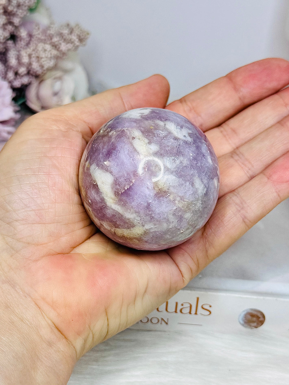 Pink Tourmaline Sphere on Stand 206g