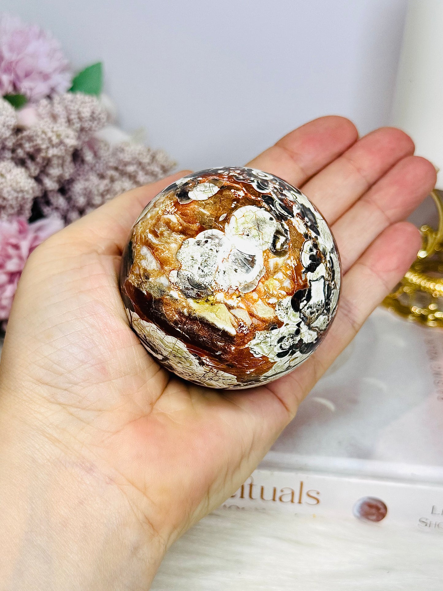 Large Money Agate Sphere on Stand 7cm