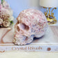 Incredible Large Perfectly Carved Pink Opal Patterned Skull 10cm 772grams