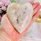 Beautiful Puffy 10cm Pink Amethyst Druzy Heart Carving On Stand From Brazil 379grams