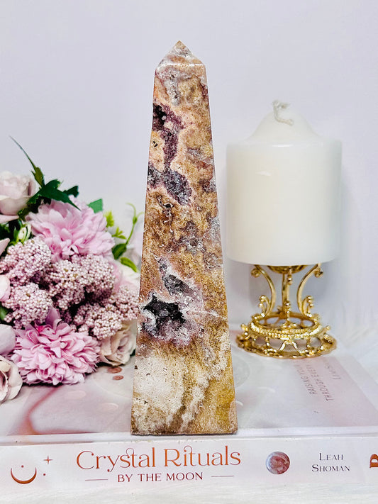 Classy & Absolutely Fabulous Large Chunky 18.5cm 559gram Pink Amethyst Druzy Tower | Obelisk From
Brazil