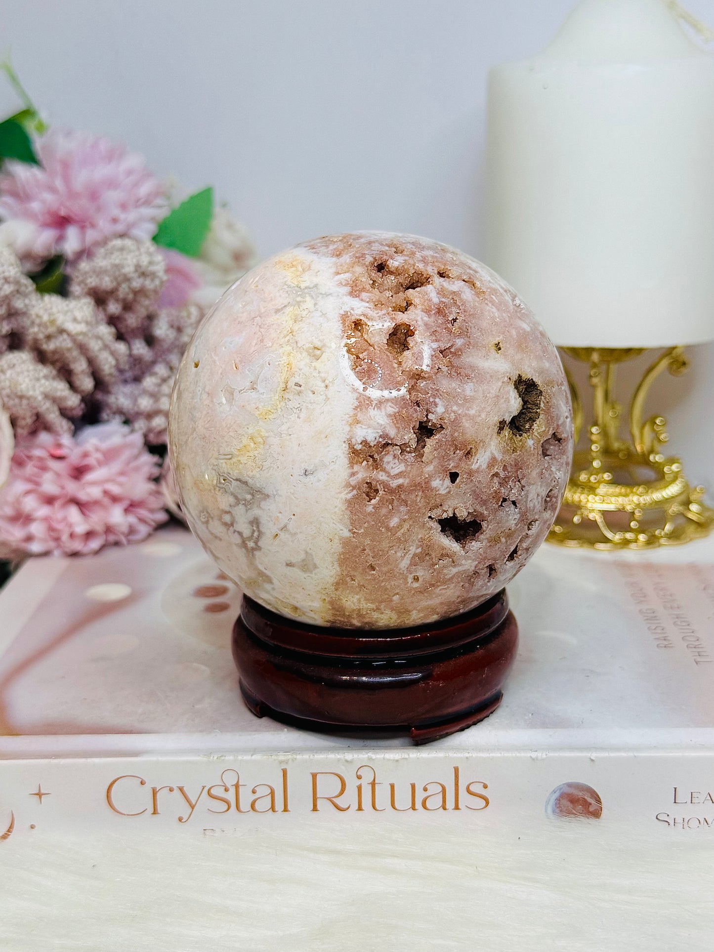 Large Pink Amethyst Druzy Sphere on Stand 816cm