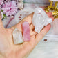 Gift Set ~ Mirror Tray 10cm Rose Quartz & Clear Quartz Towers