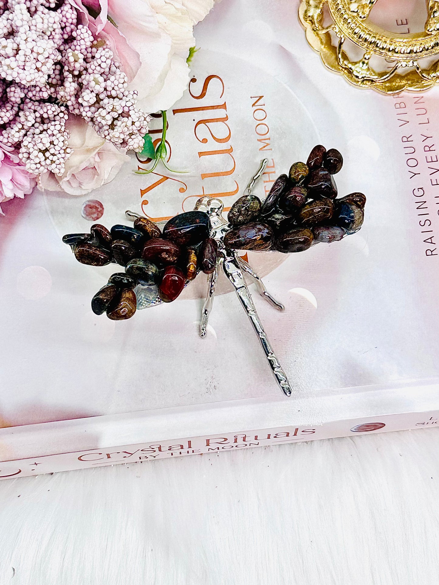 Gorgeous Ocean Jasper Silver Dragonfly