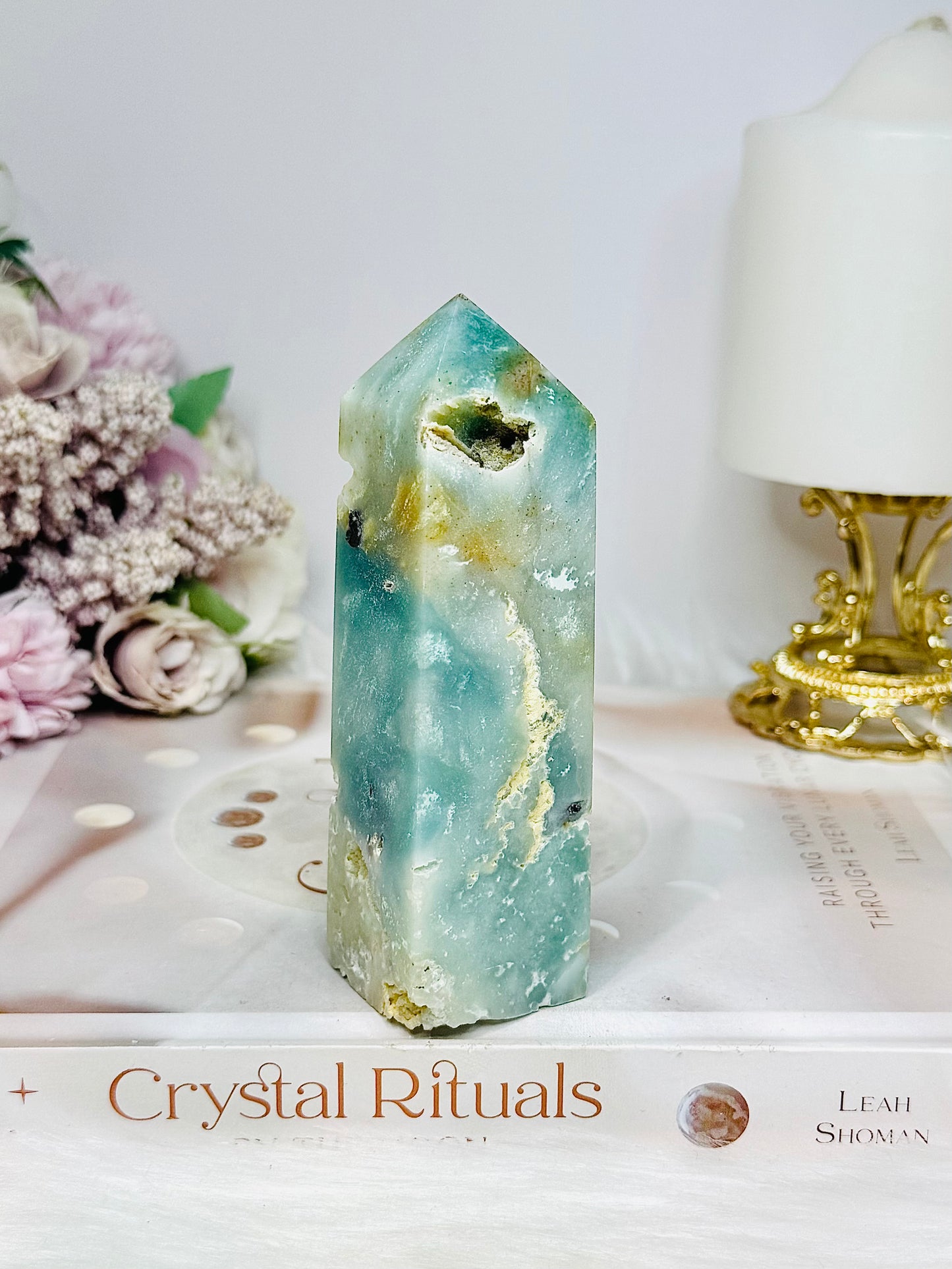 Blue Sky Stone Quartz Druzy Tower 11cm