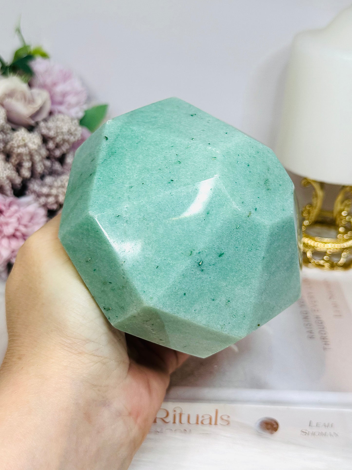 Unique Large Amazonite 8 Sided Freeform 1.17KG (sticker marks on crystal)