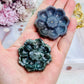 Set of 2 Lotus Holders ~ Moss Agate & Ocean Jasper