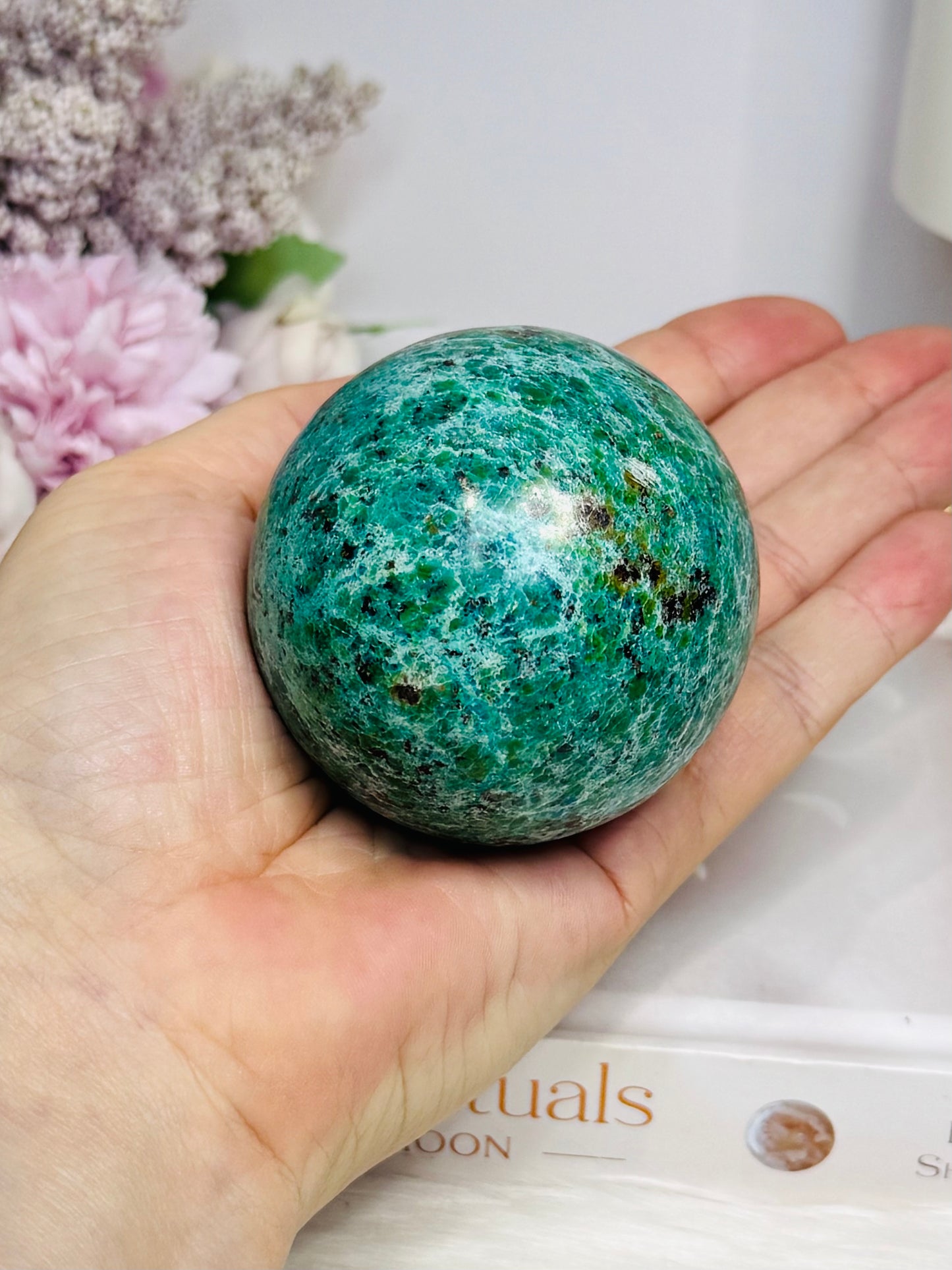 Large African Turquoise Sphere on Stand 281g