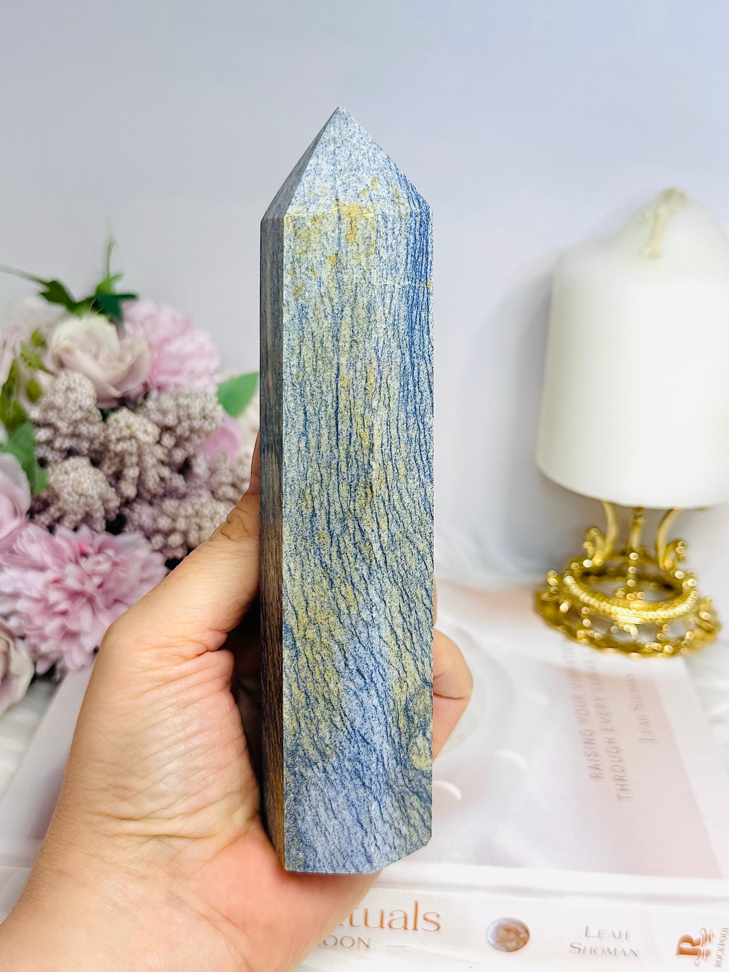 Large Blue Quartz Tower 16.5cm