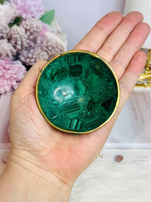 AAA Grade Malachite Carved Bowl 7.5cm