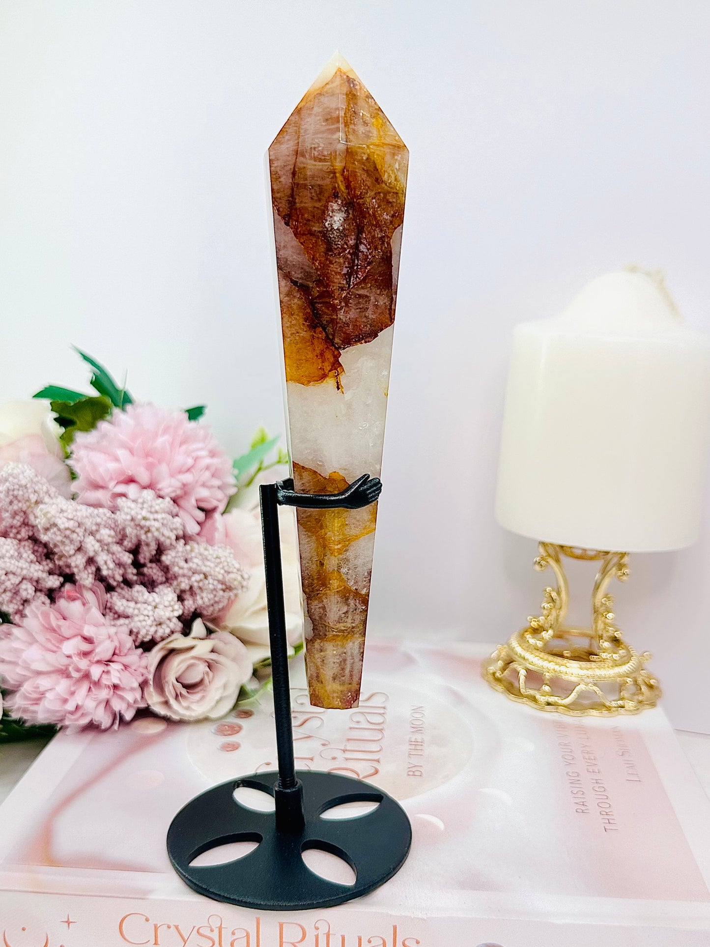 Absolutely Gorgeous Large 21cm Golden Healer Wand | Tower On Stand