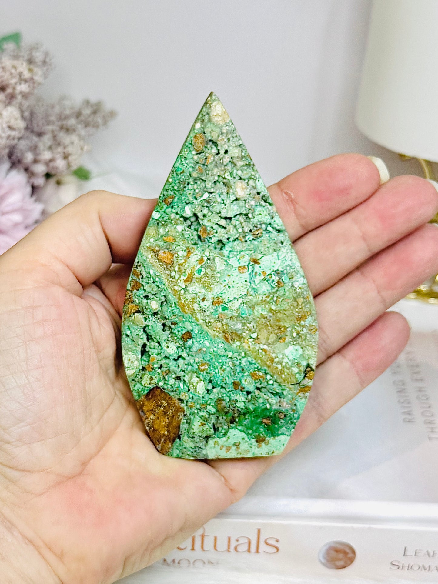 Variscite Carved Flame 10cm