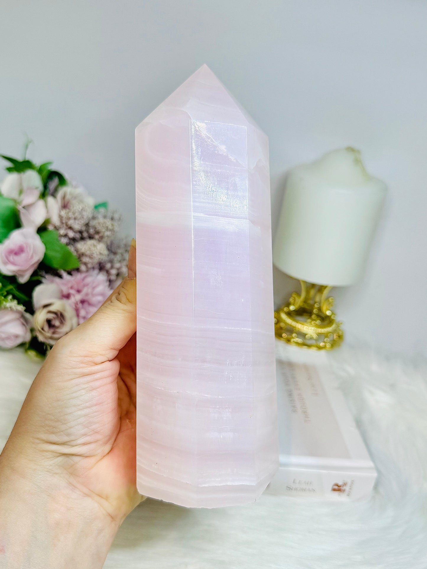 High Grade Large Pink Mangano Calcite (UV Reactive) Tower | Generator 19cm 1.2KG