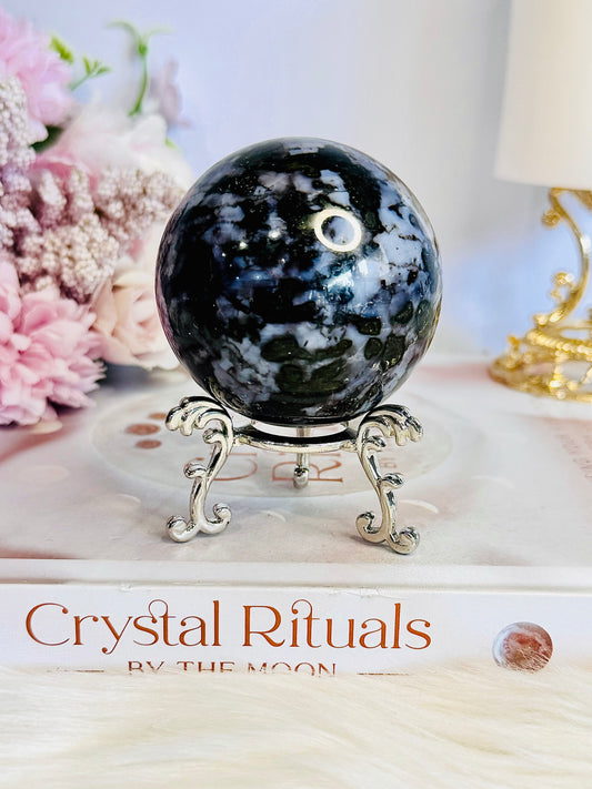 Grounding & Balance ~ Beautiful Natural Indigo Gabbro Sphere 300grams On Stand