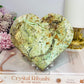 Large Natural Variscite Druzy Carved Heart on Stand 12cm