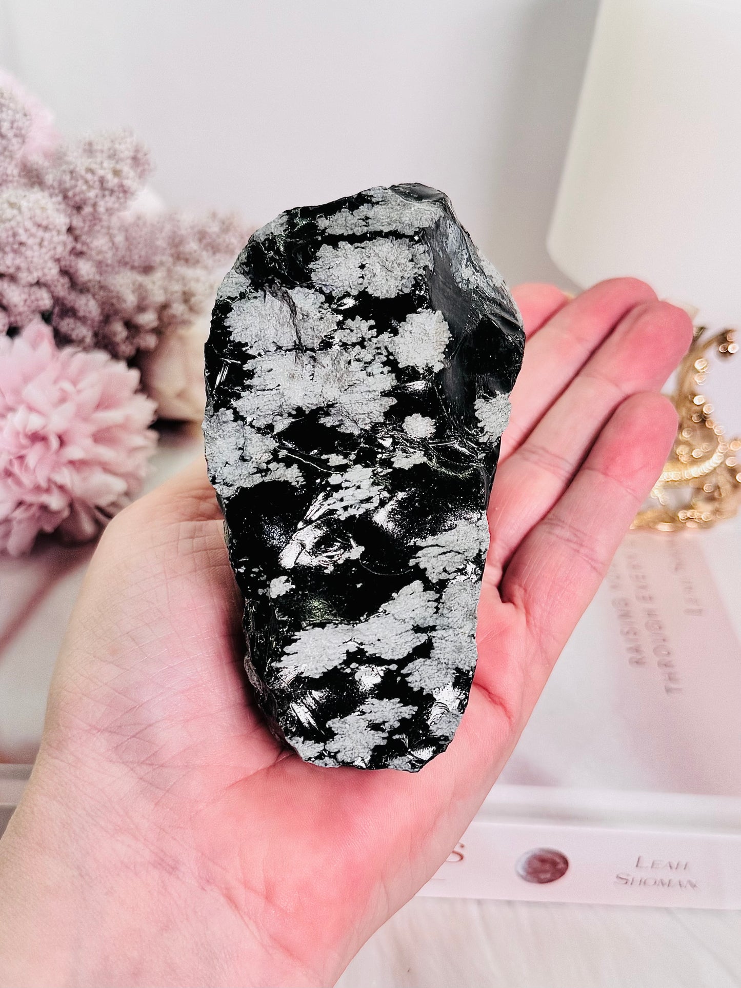 Natural Large Chunky 10cm 366grams Snowflake Obsidian Freeform