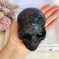 Amazing Large 1.01KG 11cm Garnet with Astrophyllite Carved & Polished Skull