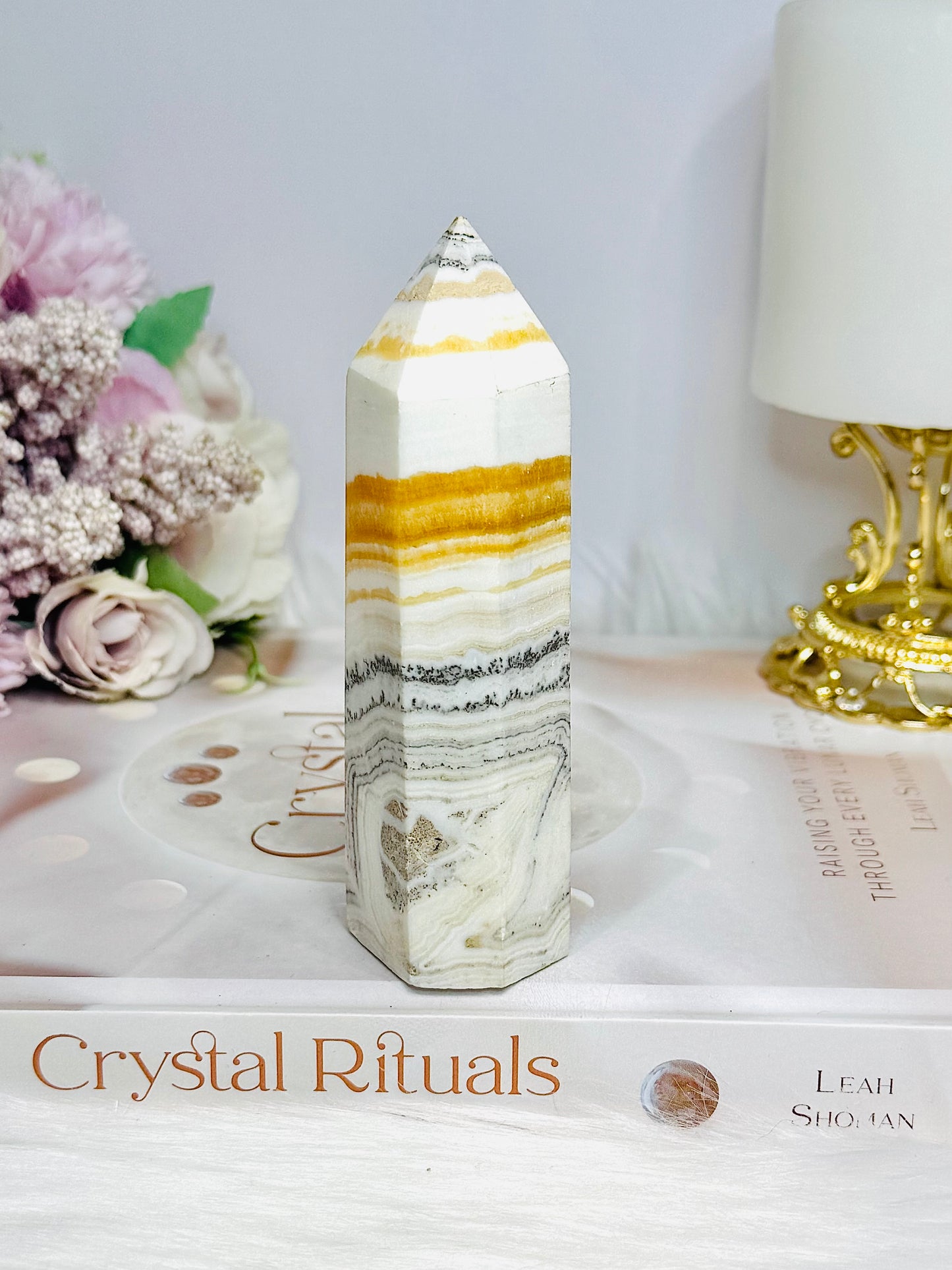 Orange Dentrictic Calcite Tower 11cm