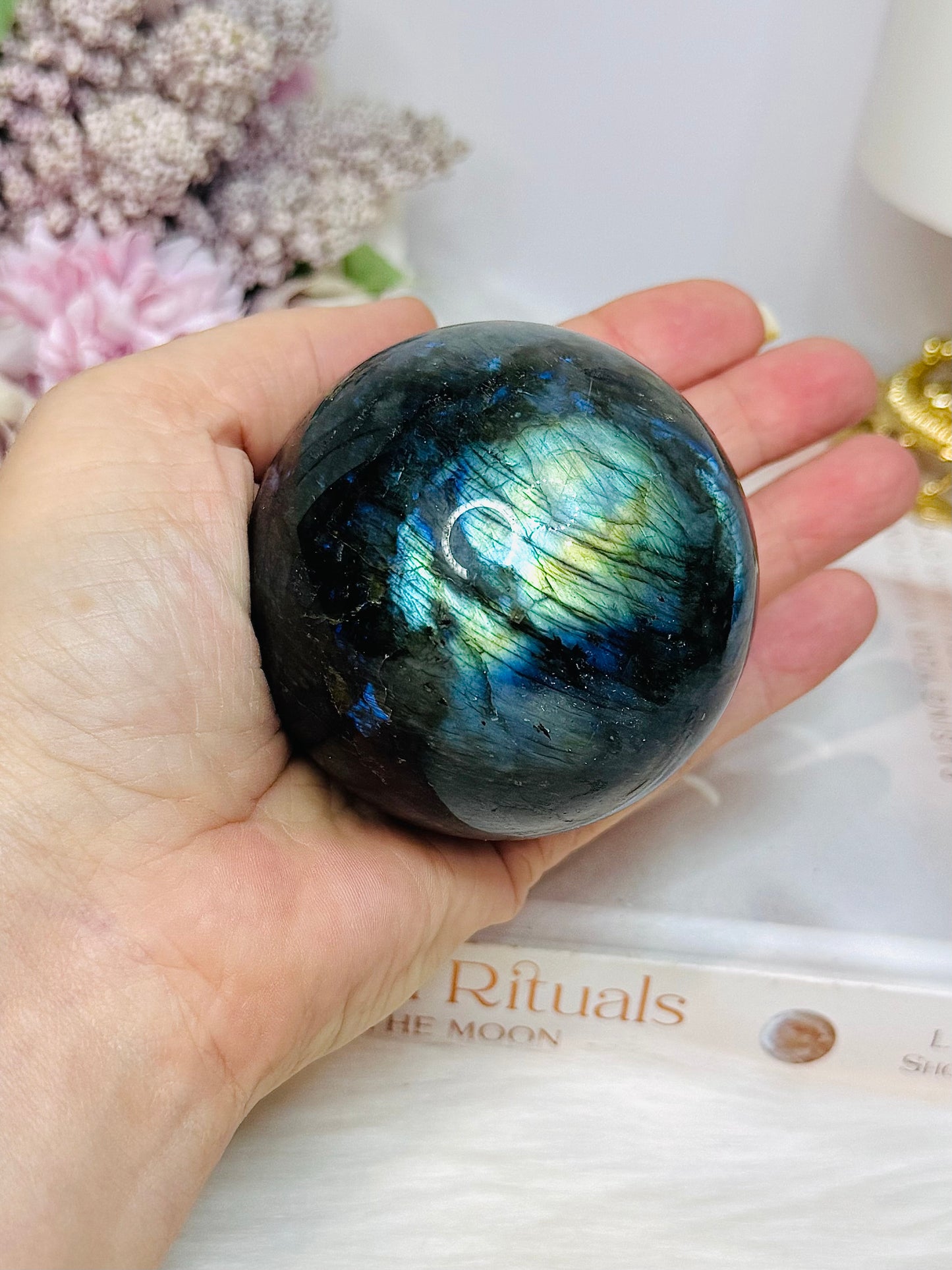 Large Labradorite Sphere On Stand 436g